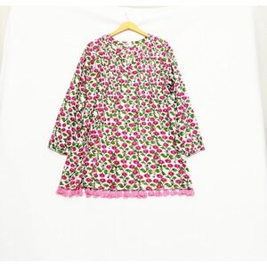 Roller Rabbit‎ Floral Garden Tassel Fringe Pintuck Tunic Top Size Medium Cotton